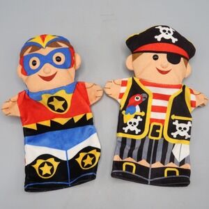 Melissa and Doug Hand Puppet Toys Pirate And‎ Superhero Lot Toy 10" long